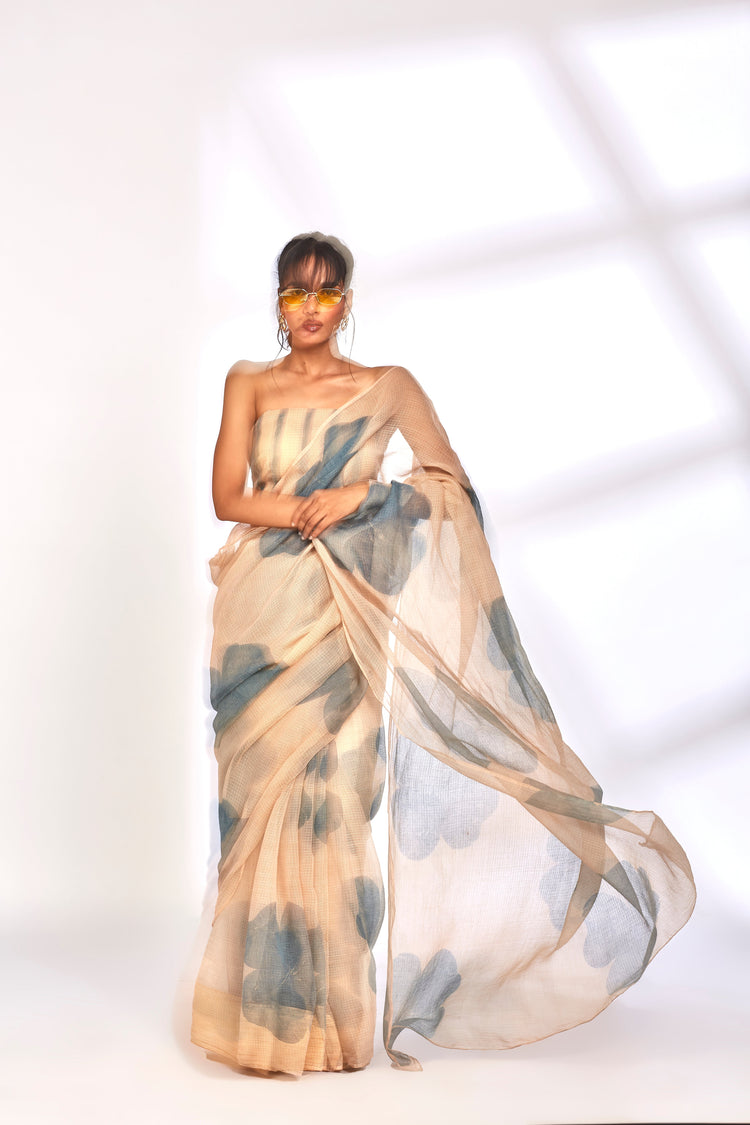 Vasanta Mustard Ajrakh Saree