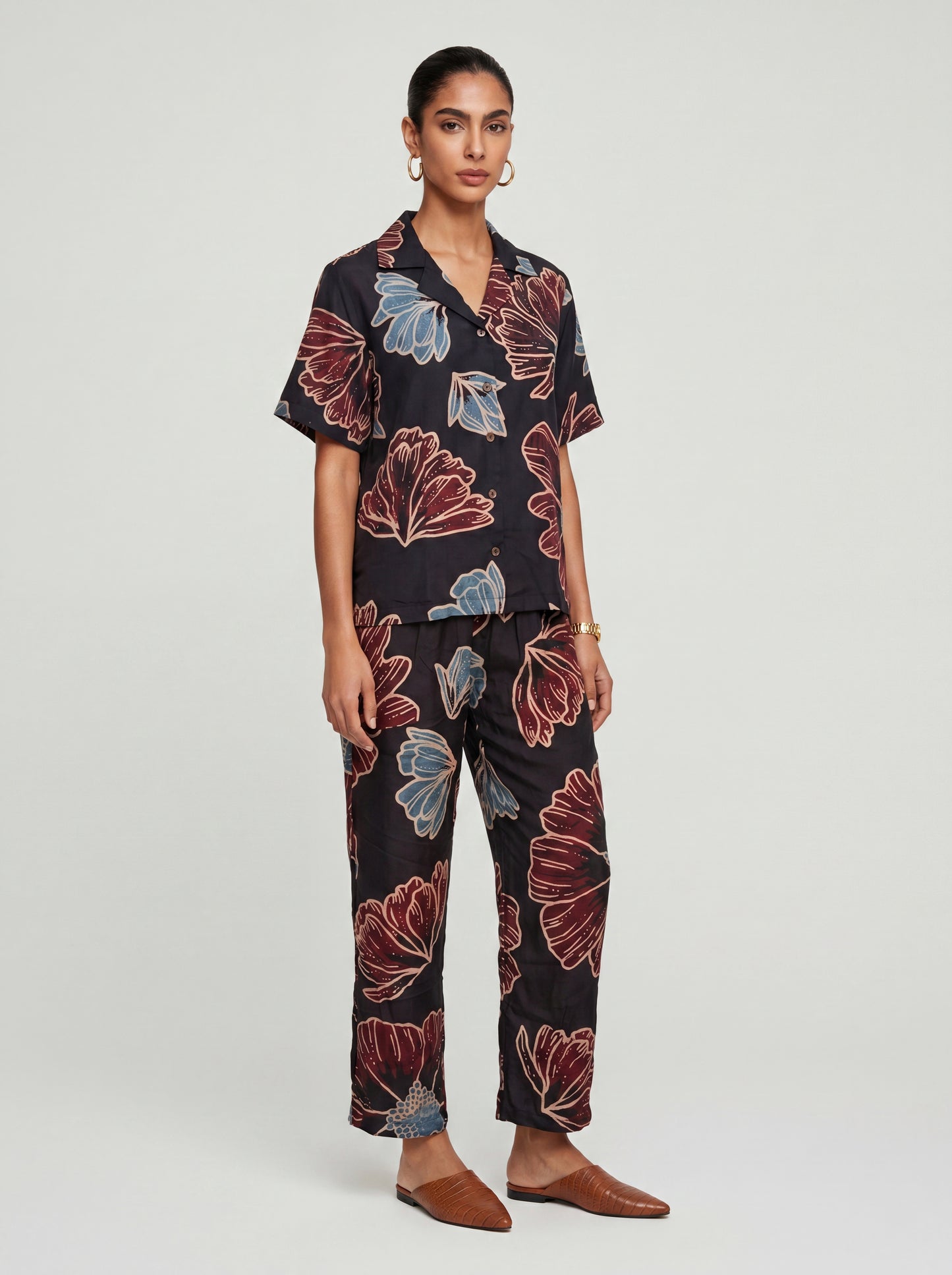 May Black Modal Floral Co-ord set