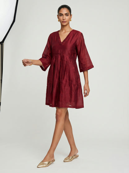 Noa Red Chanderi Dress