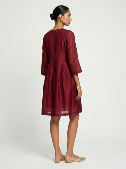 Noa Red Chanderi Dress