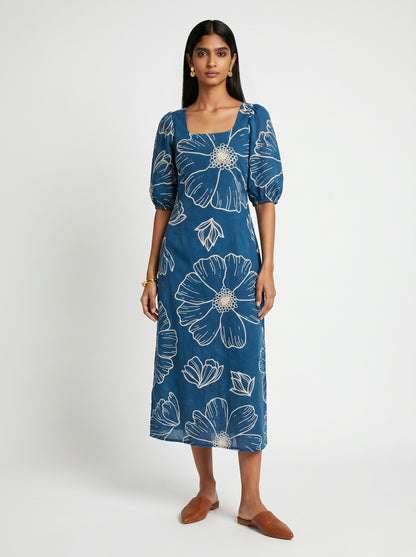 Ava Blue Cotton Dress