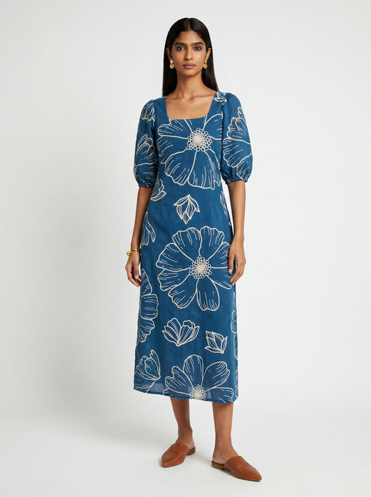 Ava Blue Cotton Dress