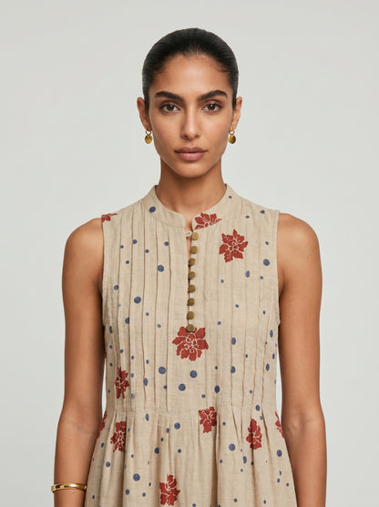 Ivy Beige Cotton Dress