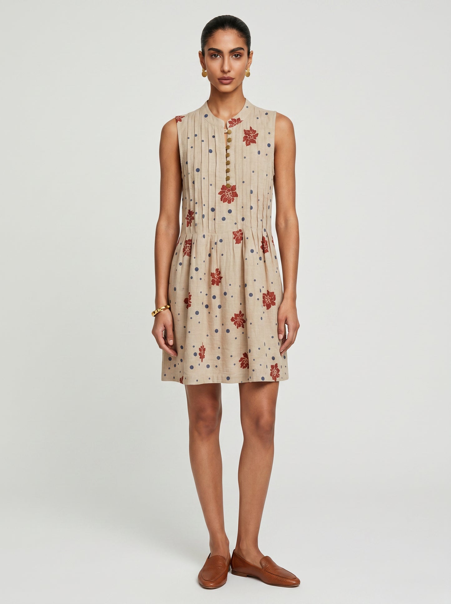Ivy Beige Cotton Dress
