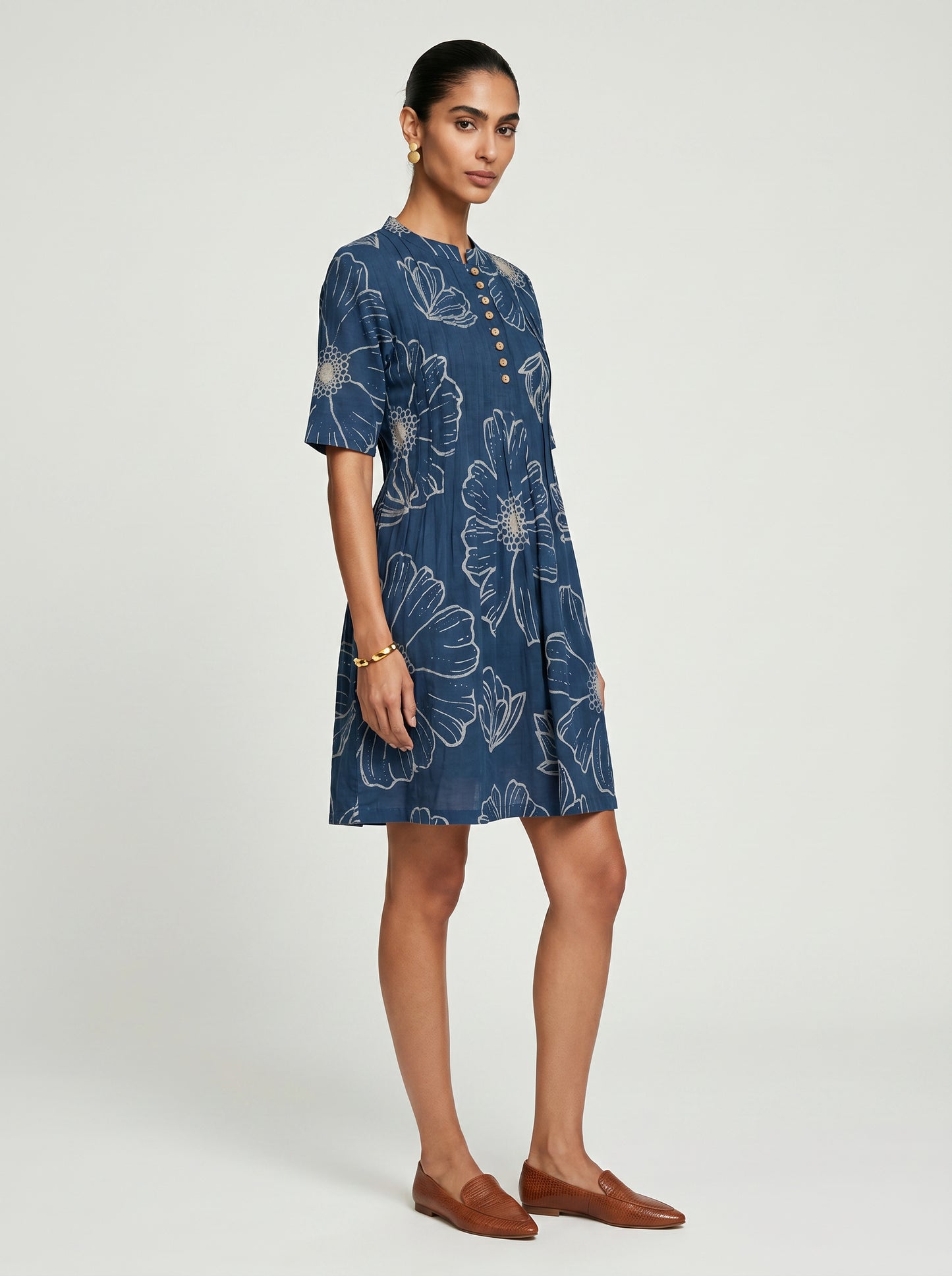 Ivy Blue Cotton Dress with Sleeves