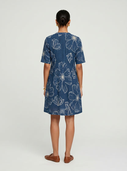 Ivy Blue Cotton Dress with Sleeves