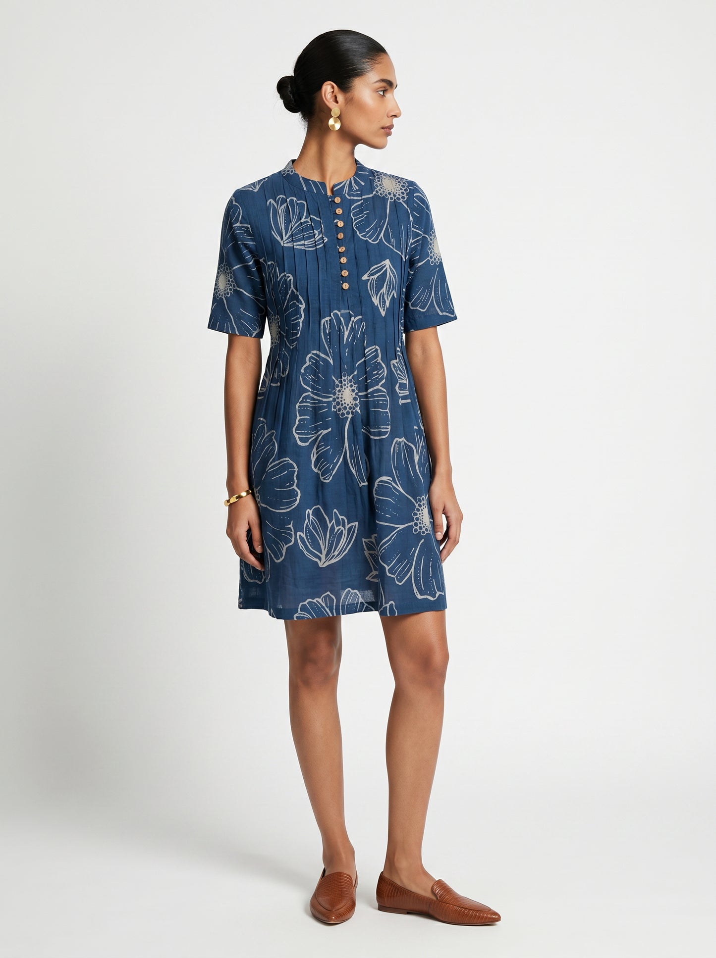 Ivy Blue Cotton Dress with Sleeves