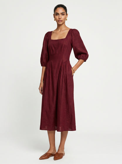 Zoe Red Chanderi Dress