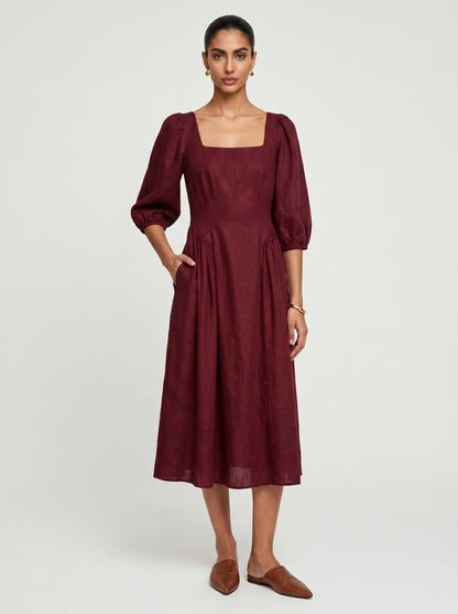 Zoe Red Chanderi Dress