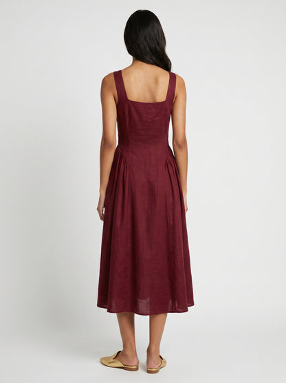 Zoe Sleeveless Red Chanderi Dress