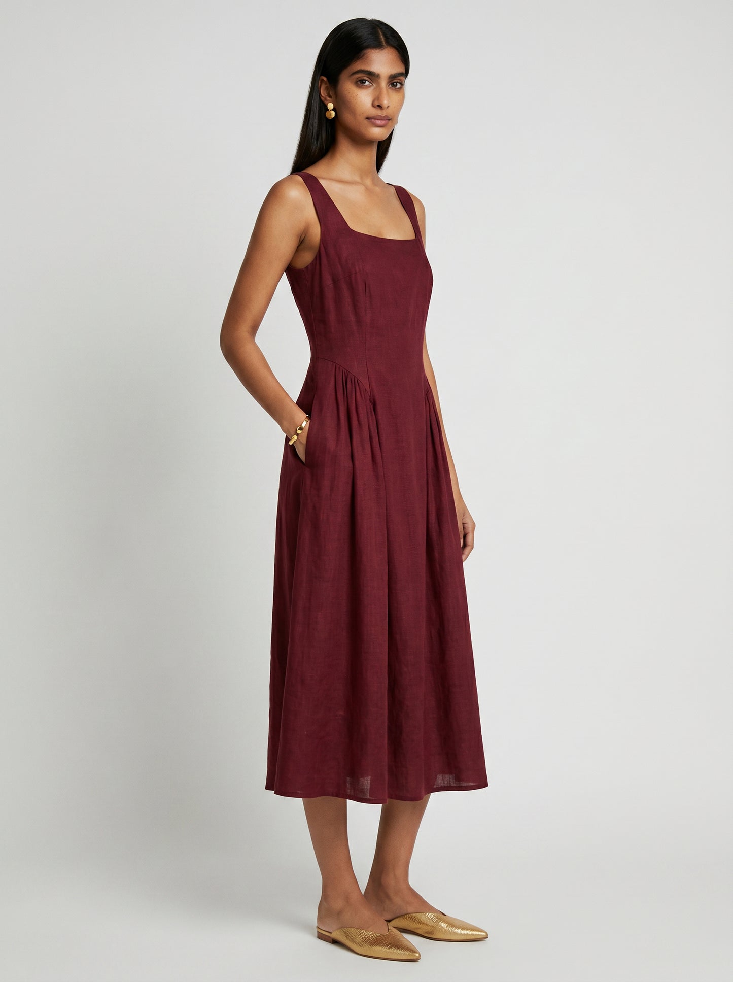 Zoe Sleeveless Red Chanderi Dress