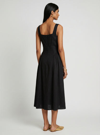 Zoe Sleeveless Black Chanderi Dress