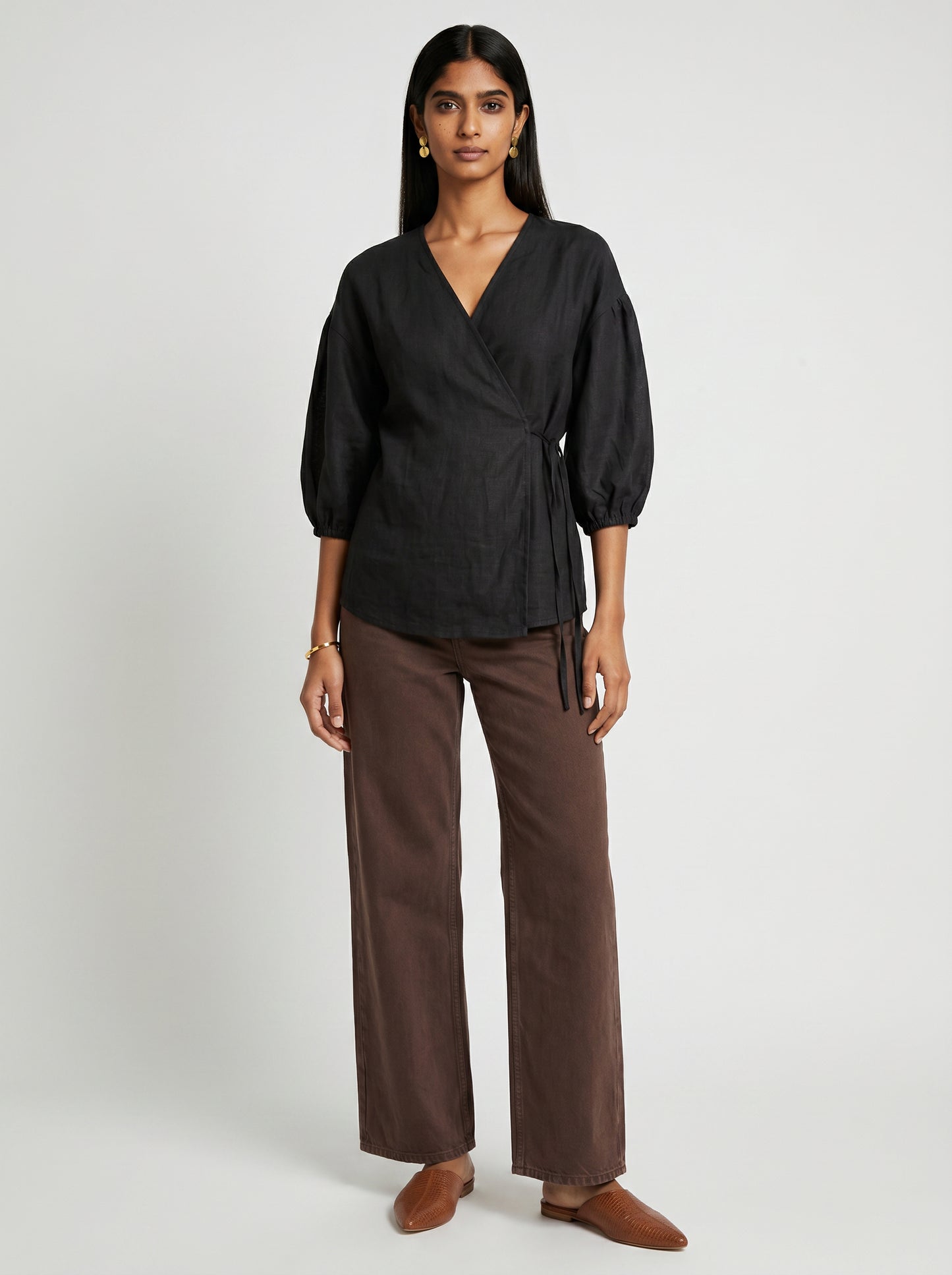Pia Black Chanderi Top