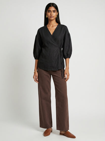 Pia Black Chanderi Top