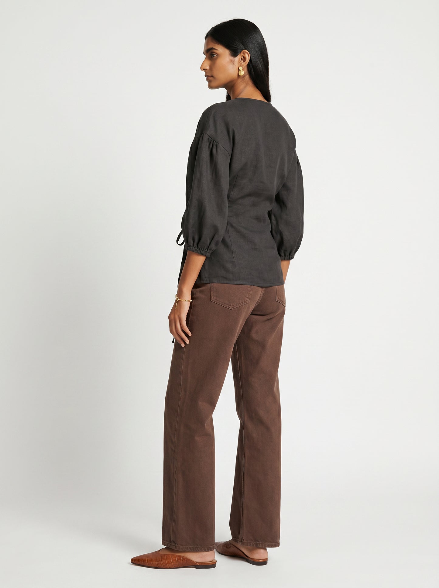 Pia Black Chanderi Top