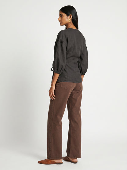 Pia Black Chanderi Top