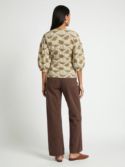 Pia Beige Poppy Cotton Top