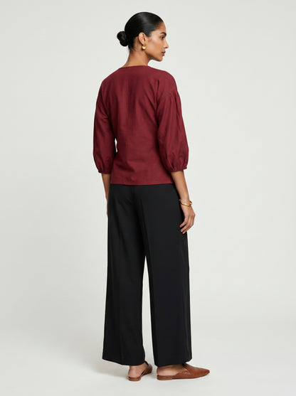 Pia Red Chanderi Top