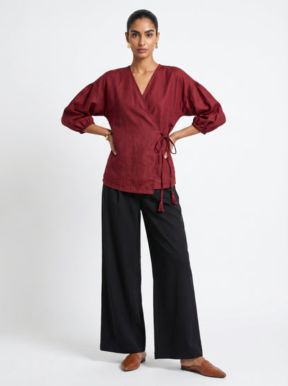 Pia Red Chanderi Top