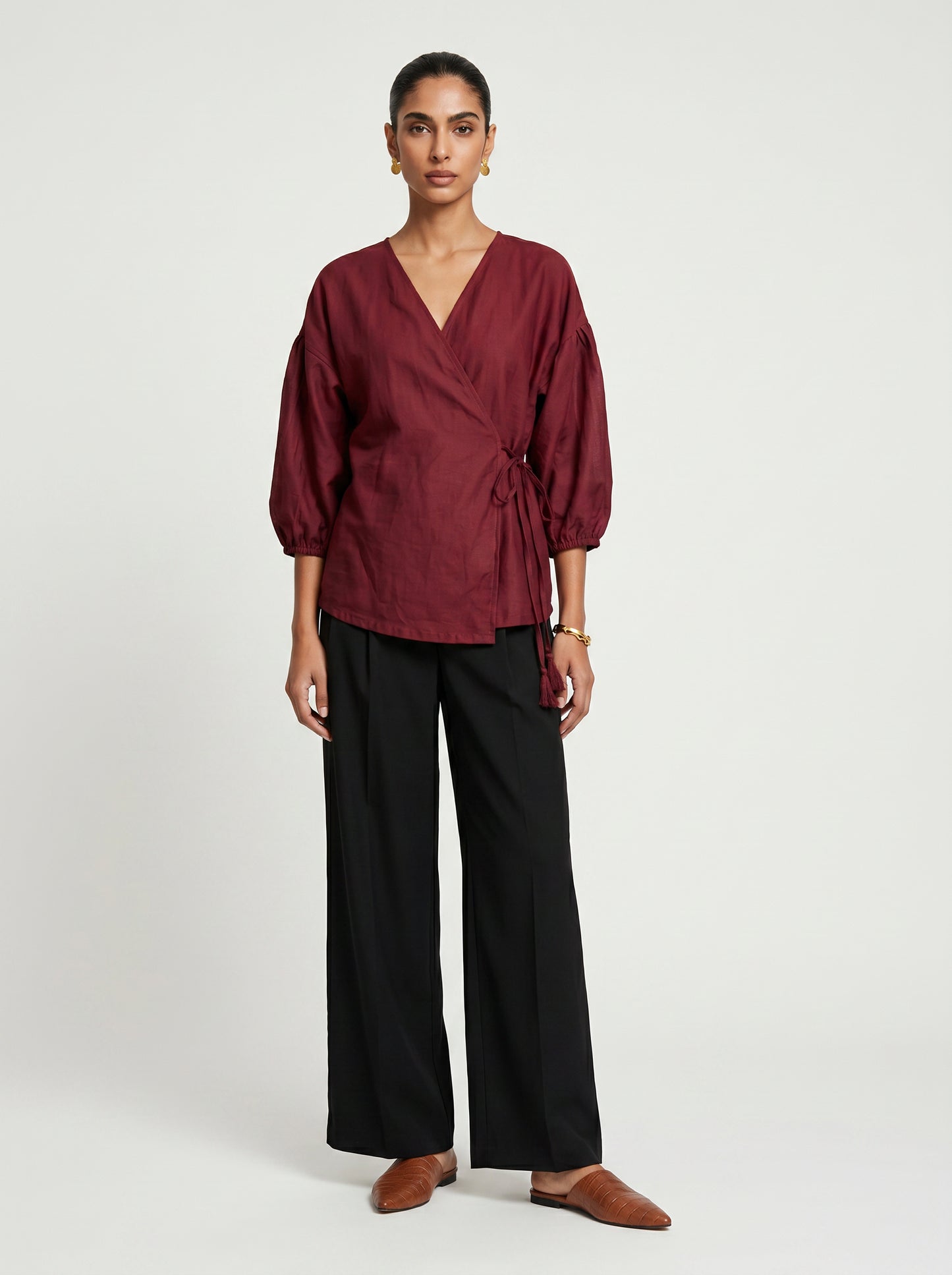 Pia Red Chanderi Top