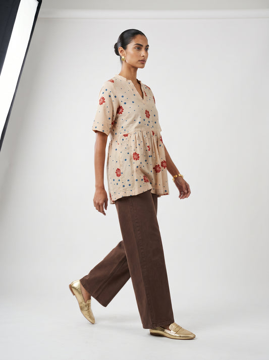 Lou Beige Cotton Top