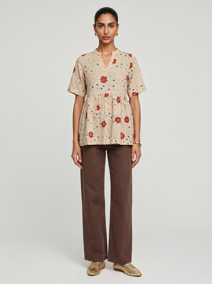 Lou Beige Cotton Top