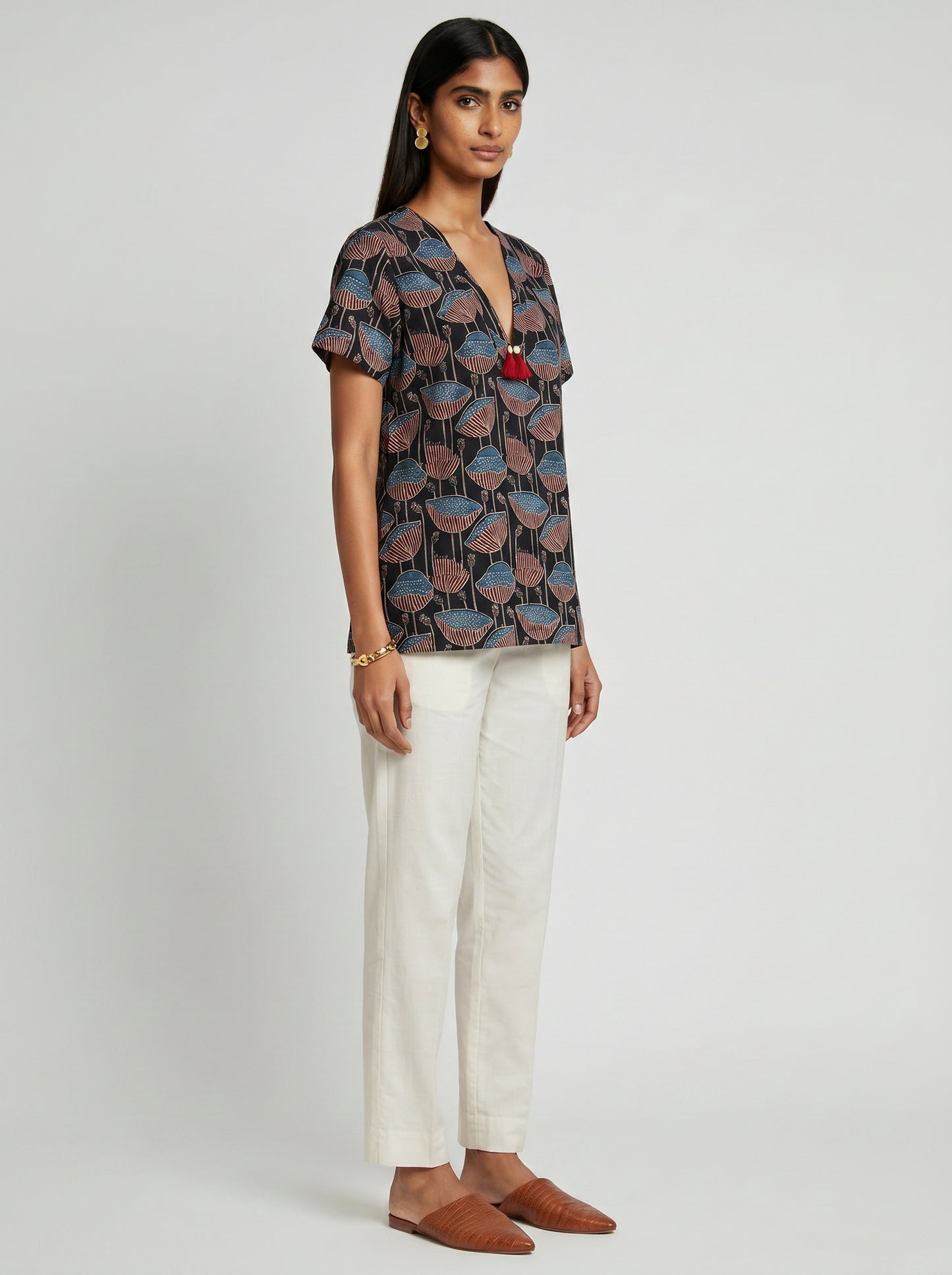 Lin Black Poppy Modal Top