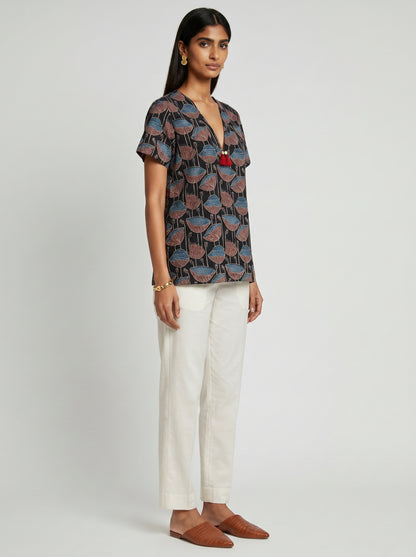 Lin Black Poppy Modal Top