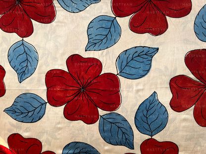 Fleur (Beige with Red and Indigo Floral Modal)