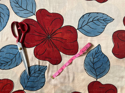 Fleur (Beige with Red and Indigo Floral Modal)