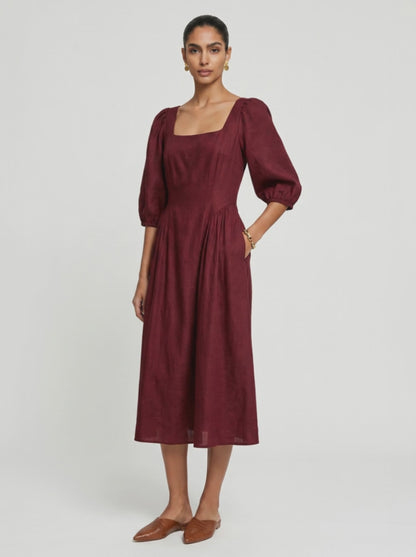 Zoe Red Chanderi Dress