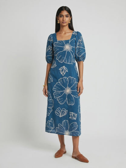 Ava Blue Cotton Dress