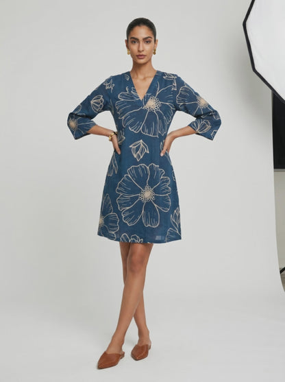 Noa Blue Cotton Dress
